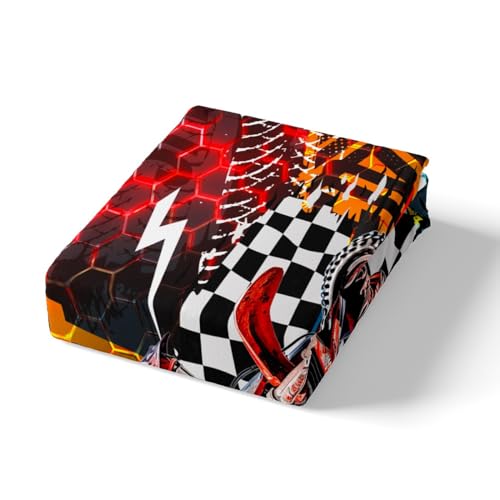 Jejeloiu Motocross Rider Bedding Set Twin Size Kids Dirt Bike Comforter Cover Set For Boys Girls Teens Extreme Sports Motorbike Duvet Cover Cool Hexagonal Motorcycle Bedspread Cover Room Decor Quilt Cover thumb #4