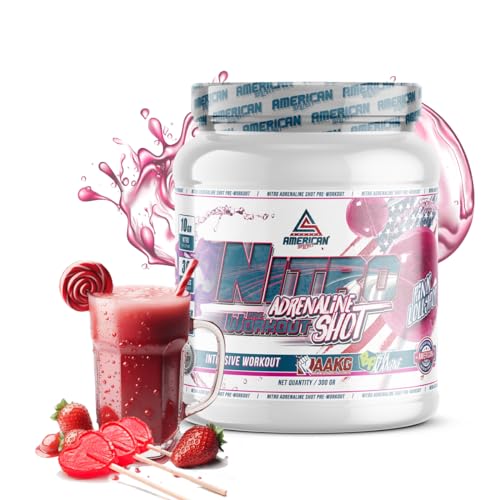AS American Suplement | Nitro Adrenaline Shot Pre Workout | 300 g | Piruleta | Aporte Extra de Energía | Pre entreno que Ayuda a Mejorar el Rendimiento | Contiene L-Arginina, Beta-Alanina y Cafeína