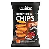 Layenberger High Protein Chips Hot & Sweet Chili, satte 43,7 % Eiweiß und nur 20,9 % Kohlenhydrate bei nur 3,9 g Zucker, nicht frittiert, (1 x 75 g)