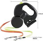 Retractable Dog Leash, 2-in-1 10 ft Portable Durable No Tangle Reflective Pet Leash One-Handed Brake Pause Lock with Flashlight Waste Bag Storage Compartment for Small Medium Large Dogs. (Black)