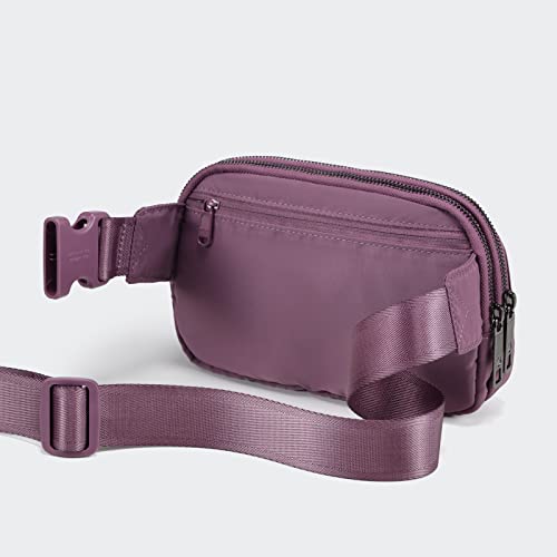 Image of Pander Everywhere Belt Bag for Women, 5 Zipper Pockets Nylon Crossbody Fanny Pack Purse (Purple Lavender)