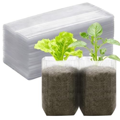 CHONGQILAO Sac de Semis, 100 Pièces Sacs de Culture de Pépinière, Sacs Non Tissés Biodégradables pour Semis et Croissance, Sac de Plantation Non Tissé pour Légumes, Fleurs, Tomates, Jeunes Arbres