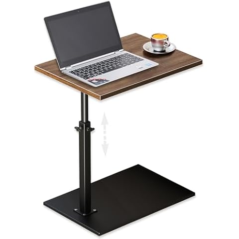 C Shaped Side Table Adjustable Height 19.6 inch, 360°Swivel TV Tray Table, Couch Tables That Slide Under, C Table End Table for Sofa Living Room and Bedroom Drink Snack Laptop Table Cover