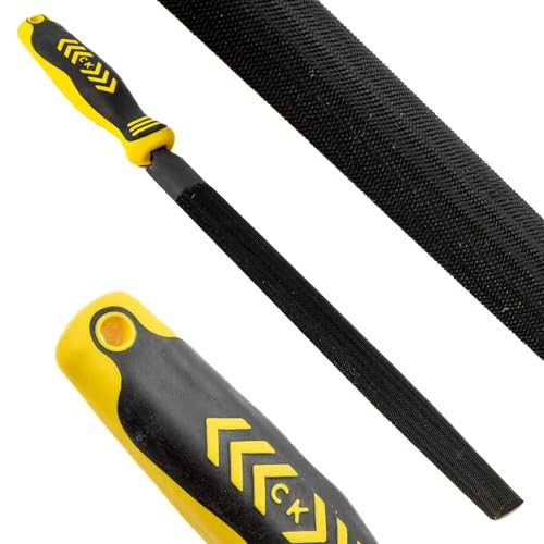 C.K Tools Engineers File Half Round 250mm Second Cut Tapered Point, High Carbon Black Oxide Steel, Ergonomic Two Component Grip, Secure Tang Bond, Lanyard Compatible for Safe Jobsite Use, CK T0082A 10