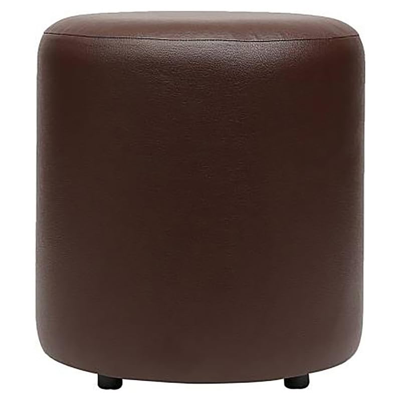 Tufted Leatherite Ottoman Pouffe | 16 Inches Upholstered Footstool in Brown| Multipurpose Seating, Footrest & Accent Stool for Living Room & Bedroom-image-14