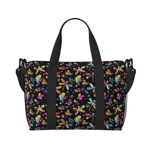Carry On Duffle Bags Overnight Weekender Bags for Women, Dragonfly Print No.9018 Personal Item Travel Bag, Travel Essentials Sport Gym Bag for Men Women