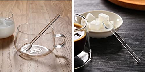 Demitasse Espresso Spoons, Mini Coffee Spoon, 4.33 Inches Glass Small Spoons For Tea, Stirring Rod Mixing Spoon, Set Of 6 (Clear 2) #TOP6