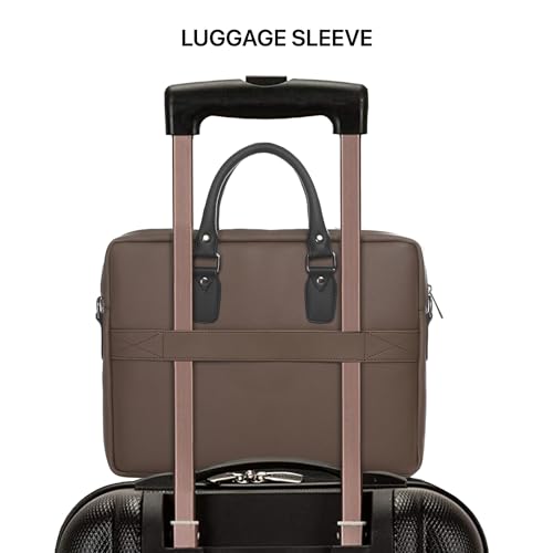 Image of Vaku Luxos MILAN 14 Inch Laptop Bag Leather Collection Messenger Organizer Shoulder Sling Office Bag for Men & Women With Adjustable Strap for Laptop and MacBook up to 14 inch