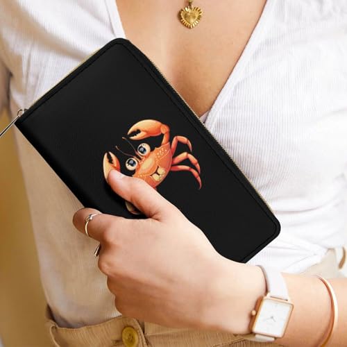 Boston Crab Wristlet Wallets for Men Women Leather Purse Clutch Cute Card Holder 6