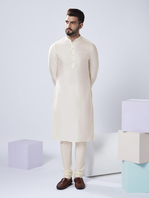 Image of KISAH Men Printed Kurta Jacket Set, Full Sleaves, Knee Length, Straight, Regular Fit, Mandarin Collar Ethnic Wear