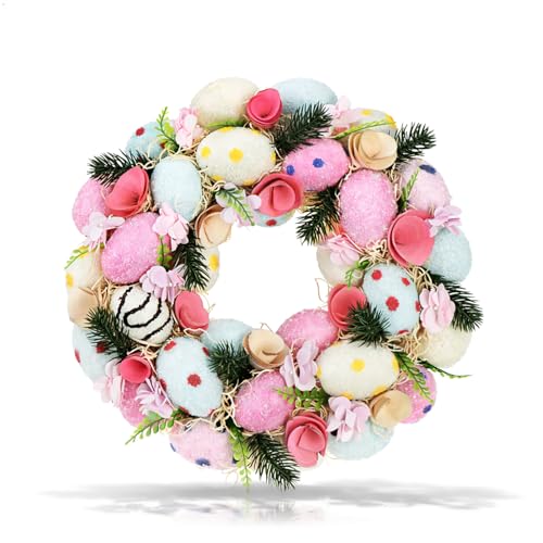 COM-FOUR® Ghirlanda pasquale con uova di Pasqua colorate...