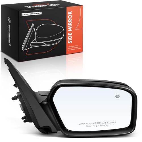 A-Premium Passenger Side Power Door Mirror - Compatible with Ford Fusion & Mercury Milan, 2006 2007 2008 2009 - Heated, Non-Folding, Black Outside Rear View Mirror - Replace# 6E5Z17683C