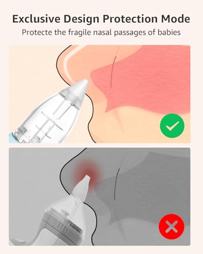 Image of GROWNSY Nasal Aspirator for Baby with Protection Mode, Electric Nose Suction for Baby, Automatic Baby Nose Sucker with 3 Silicone Tips, Adjustable Suction Level, Music and Light Soothing Function