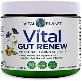 Vital Planet - Vital Gut Renew Powder Supplement Formulated with L-Glutamine, Ginger Root, Licorice Root and Organic Aloe Vera to Assist with Intestinal Lining and Leaky Gut Repair, 6000mg 6.88 oz