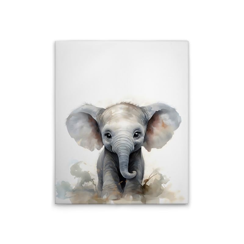 Impression sur toile pour chambre d'enfant motif éléphant vert blanc DD132976