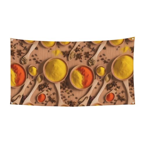 MINDBBDFJ Various Seasonings Printed Patterns Print Banners And Signs For Outdoor/Indoor,Personalized Banner Customizable Parties Halloween Banner (180x90cm) - Main Image