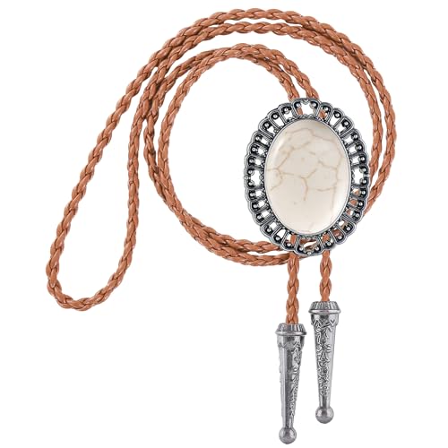 Image of GelConnie Native American Bolo Tie Rodeo Cowboy Leather Necktie Western Necklace Costume Accessories for Men,Women