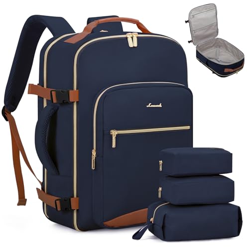 Image of LOVEVOOK 50L Travel Backpack Flight Approved Carry on Backpack,3 Packing Cubes,Waterproof Personal Item Travel Bag,TSA Carry on Luggage Suitcase Travel Essentials,Gifts for Women & Men,fits 18 inch Laptop
