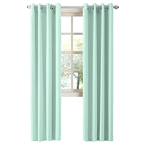 LA PALMA Thermal Insulated Blackout Darkening Grommet Living Room Curtains Window Drapes for Bedroom Pack of 2 Panels