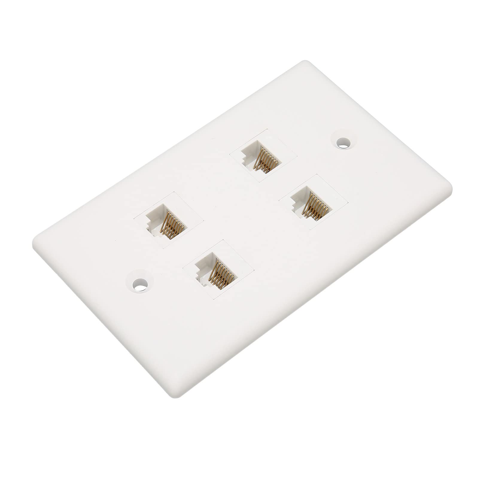 Piastra da Parete Ethernet 4 Porte, Piastra da Parete Jack Keystone Cat6 con Inserto Accoppiatore in Linea Keystone RJ45, da Femmina a Femmina, Bianco