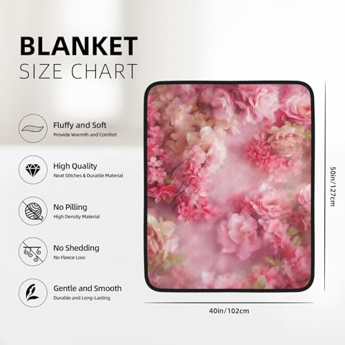 Couverture polaire rose imprimé floral 102x127 cm pour canapé