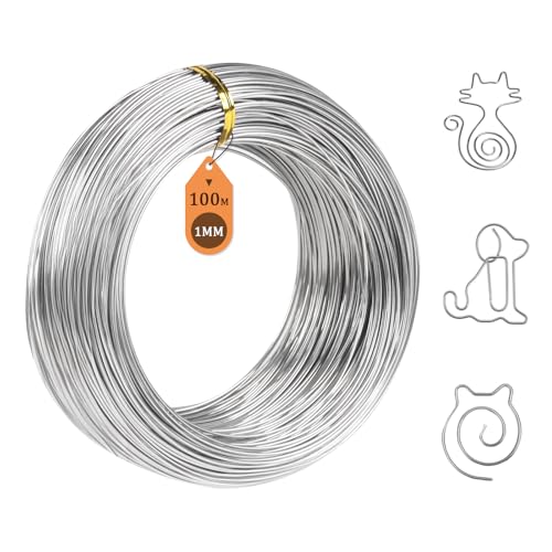 SUPAWAY Alambre de acero inoxidable de 1,0 mm de diámetro de 1,0 mm, longitud de 100 m, alambre de acero suave plateado, alambre para manualidades 304, alambre de encuadernación para manualidades