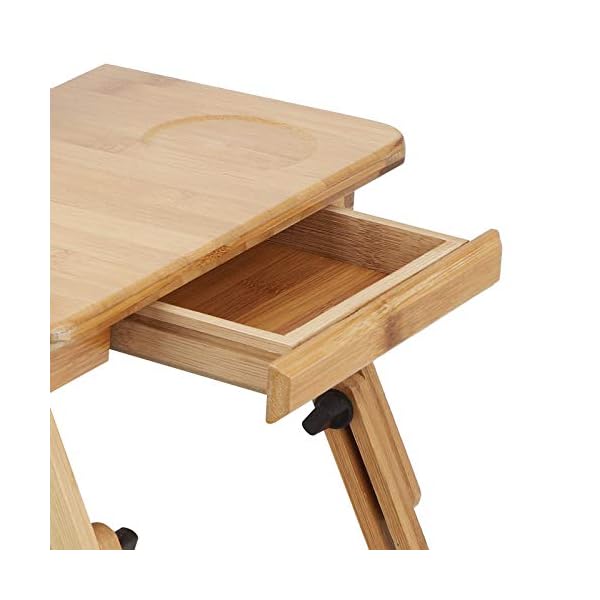 YORKING Laptoptisch 50x30cm Laptop Tisch Betttisch Laptop Knietisch Bambus Notebooktisch mit Lüftungslöchern mit Schublade für Lesen Oder Frühstück – Bild 6
