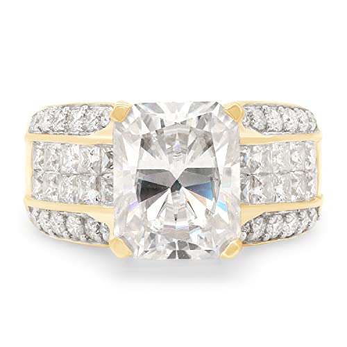 SAVEARTH DIAMONDS 5 1/4 Carat Octagon Cut Center, Princess & Round Cut Lab Created Moissanite Diamond Wedding Band Ring In 14K Gold Over Sterling Silver Jewelry (G-H Color, 5.25 Cttw)2