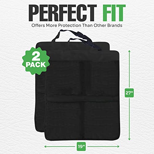 Image of lebogner Back Seat Cover for Kids + 4 Pocket Storage Organizer, 2 Pack X-Large Waterproof Kick Mats Backseat Protector, Car Seat Back Protectors for Vehicles to Protect from Dirt, Mud & Scratches