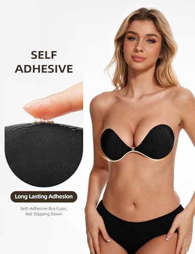 Image of Wingslove Adhesive Bra Reusable Strapless Self Silicone Push-up Invisible Sticky Bras for Backless Dress