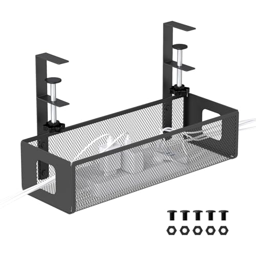 Yecaye Cable Management Under Desk Tray &ndash; No Drill Cord Management Under Desk with Dual-Direction...