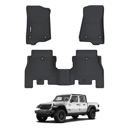 Cailsion Floor Mats for Jeep Gladiator JT 2025 2024 2023 2022 2021 2020 —All-Weather, Stain-Resistant Car Floor Liners, Accessory Custom Fit for Jeep Gladiator JT 2020-2025 (Black)