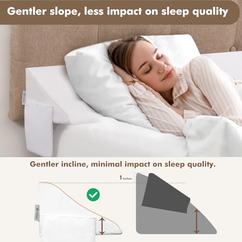 Vekkia Queen Size Bed Wedge Pillow for Headboard, Mattress Gap Filler, Bed Gap Filler to Close The Gap, Triangle Bloster Pillow (0-4.5") Between Your Headboard and Mattress, White