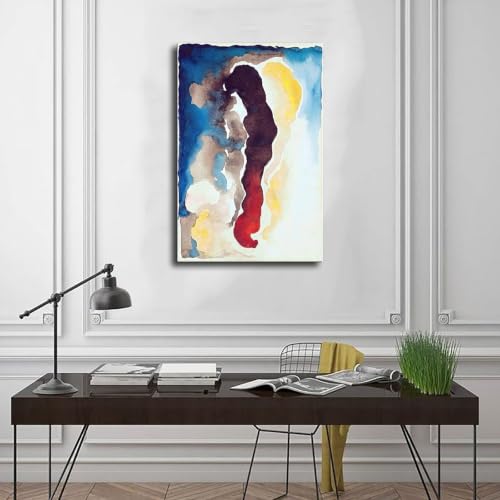 Portrait abstrait Georgia O'Keeffe grand tableau de bureau 61x91cm