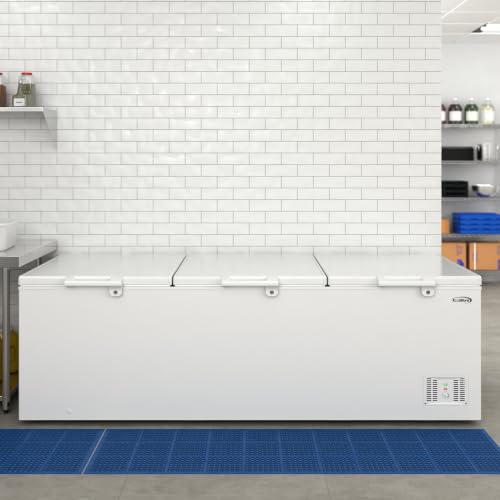 Image of KoolMore 100 in. 50 cu. ft. Commercial Chest Freezer, Large Capacity Three-Door Freezer for Restaurant, Grocery, Convenience Store, Garage, or Bulk Storage, ETL Listed in White