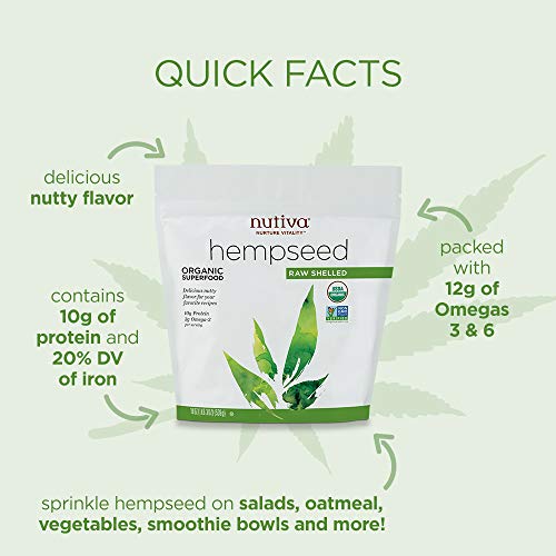 Nutiva Organic Raw Shelled Hempseed From Non-Gmo, Sustainably Framed Canadian Hemp, 19 Ounce & Organic Premium Black Chia Seeds, 32 Ounce #TOP3