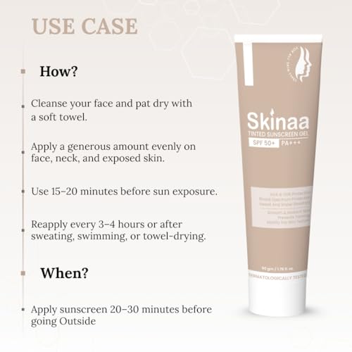Image of Tinted Sunscreen SPF 50+ PA+++ Gel | Lightweight Hydrating Tinted Sun Screen for Oily Skin | Broad Spectrum UVA /UVB Protection | Non-Sticky | For All Skin Types (50gm, Pack of 2)