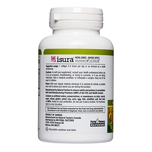 Herbalfactors By Natural Factors, Saw Palmetto, Supports Healthy Prostate Function With Lycopene, 60 Softgels (60 Servings) #TOP3