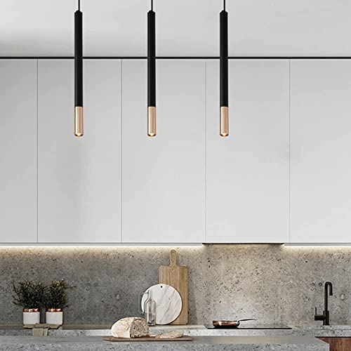 Lámpara colgante tubo largo LED de 3W y aluminio negro para techos de cocina modernos 5