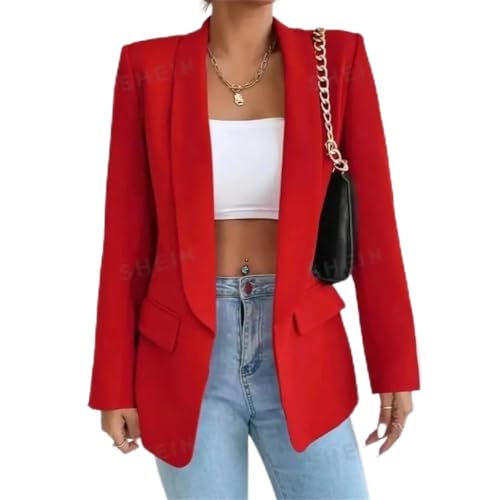 Blazer Feminino Alfaiataria Social Longo Max – Versátil, Sofisticado, Elegante e Caimento Impecável (BR, Alfa, GG, Regular, Regular, Vermelho)