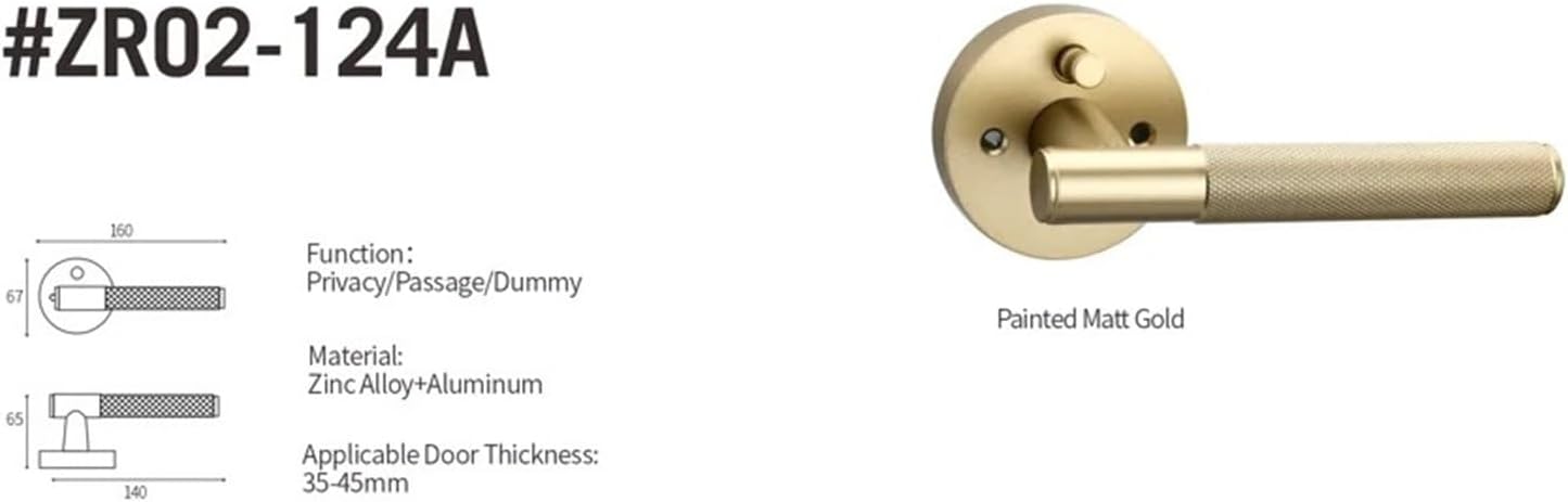 Privacy Door Rear Knurled Handle Lever Round Base Bedroom Bathroom Reversible 2Pcs