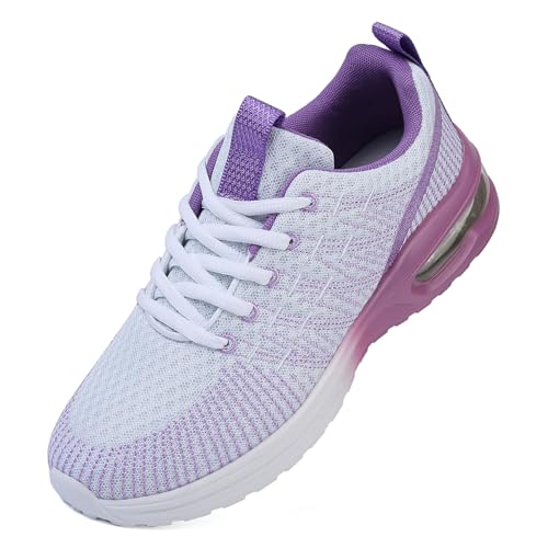 ASOCO DREAM Zapatillas deportivas para mujer, con cojín de aire, para correr, caminar, deportes, tenis, 717 Morado, 41 EU