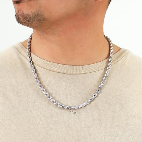 Nuragold 10K Real White Gold Rope Diamond Cut Chain Necklace 14"-30" (1.5mm-7mm) Italian Jewelry for Men & Women2
