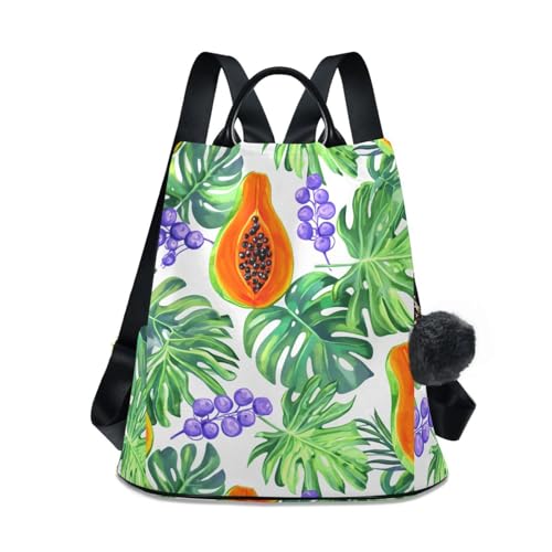 Sac à dos tendance pour femme motif feuilles de palmier avec système antivol et imprimé élégant