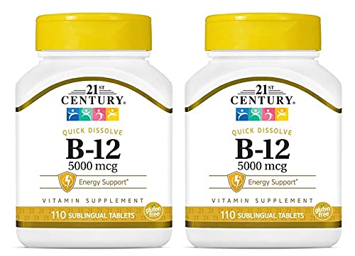 21st CenturyB 12 5000 Mcg Sublingual Tablets, 2 Count