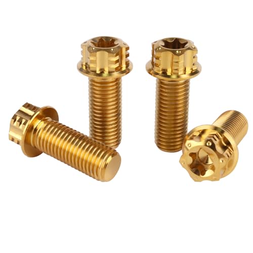 Image of 4Pcs Titanium Bolt Flange Torx Head M8 M10 x 20 25 30mm Screw Bolt for Motorcycle Car Modifications (Gold, M10x25mm Pitch 1.25)