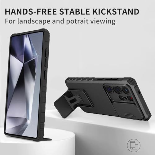 Image of Back Cover Case for Samsung Galaxy S23 Ultra 5G | Sliding Camera Shield | Stereoscopic Stand | 360 Protection Mobile Cover For Samsung Galaxy S 23 Ultra | S23 Ultra 5G PC, Black Back Cover