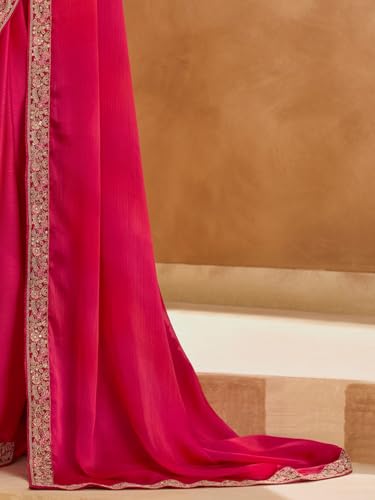 Image of AKHILAM Women's Satin Sequence Embroidery Saree With Unstitched Blouse Piece(SNDLWOD1601 TFH Parent)