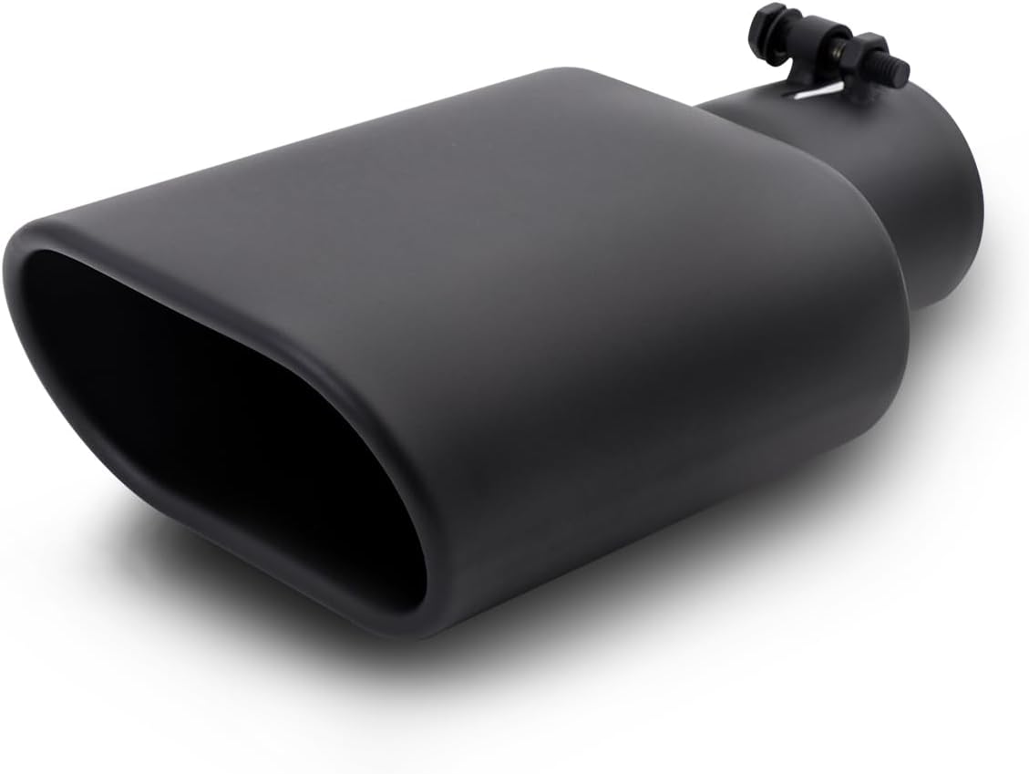A-KARCK Rectangle Exhaust Tip 2.5" Inlet, Black Coating Square Exhaust Tailpipe Tip 3" x 5.5" Outlet 9.5" Long Blot on Design Easy Installation 2.5inch Black Coated