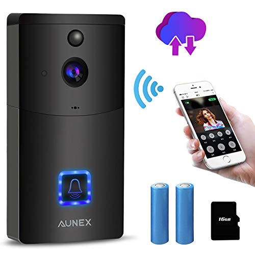 AUNEX Video Wireless Doorbell, Black